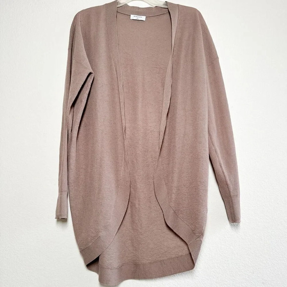 Aritzia Babaton Lucida Open Front Cardigan Long Sweater XS Brown Lightweight - Picture 2 of 10